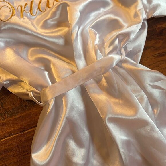 White Satin Bride Robe - Picture 6 of 10